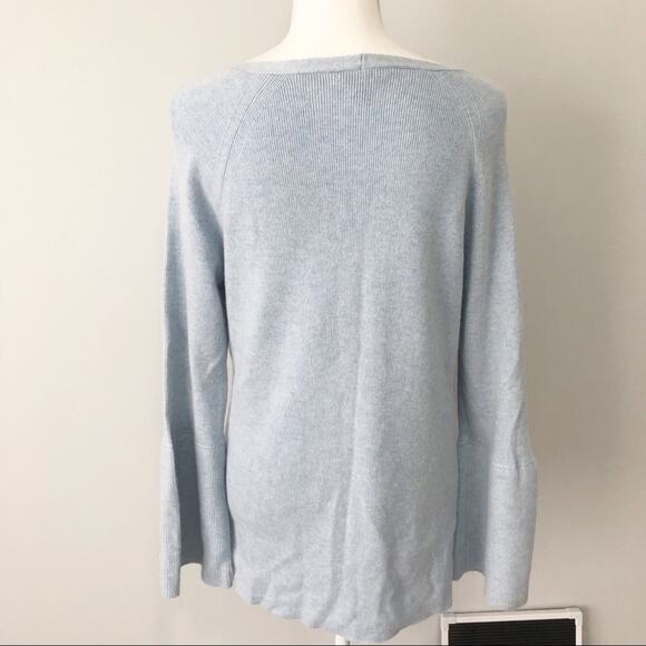 J. Crew baby blue v neck bell sleeve wool sweater size large soft - Picture 5 of 8
